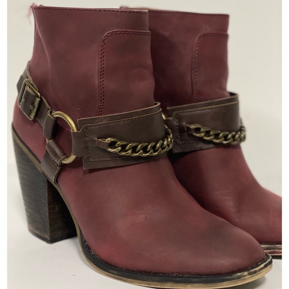 Candie's Heeled Ankle Boots Wine Size 9.5 - Picture 4 of 11